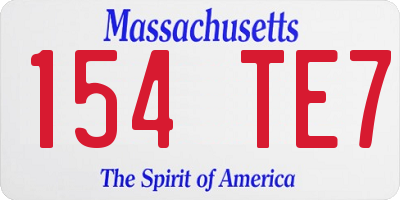 MA license plate 154TE7