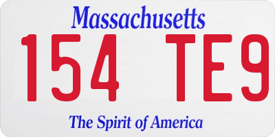 MA license plate 154TE9