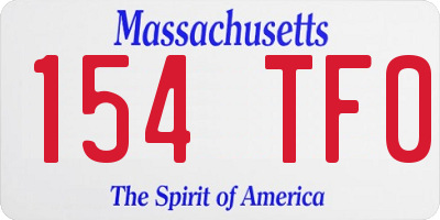 MA license plate 154TF0