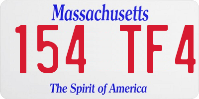 MA license plate 154TF4