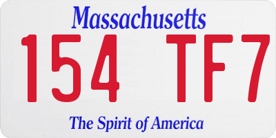 MA license plate 154TF7