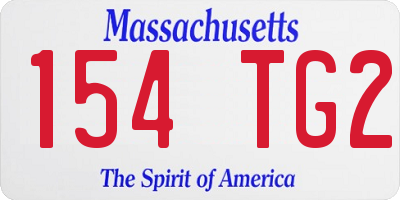 MA license plate 154TG2
