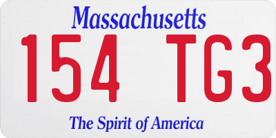 MA license plate 154TG3