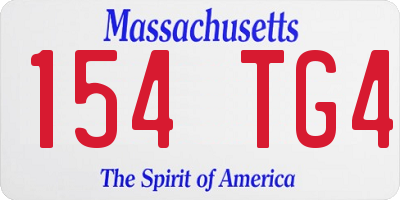 MA license plate 154TG4