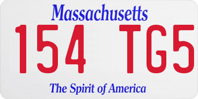 MA license plate 154TG5