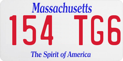 MA license plate 154TG6