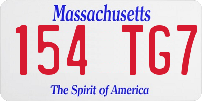 MA license plate 154TG7