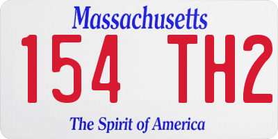 MA license plate 154TH2
