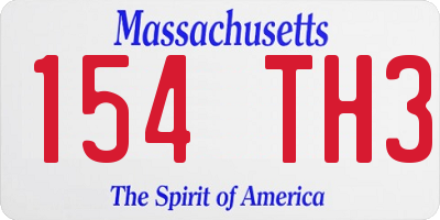 MA license plate 154TH3