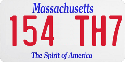 MA license plate 154TH7