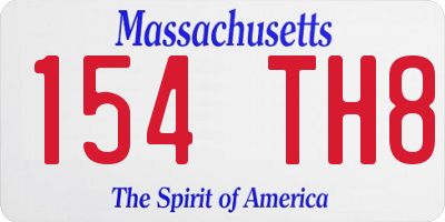 MA license plate 154TH8