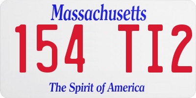 MA license plate 154TI2