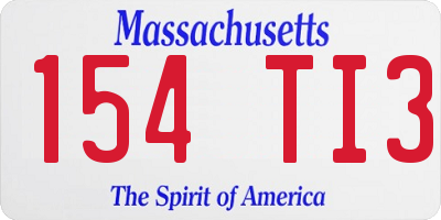 MA license plate 154TI3
