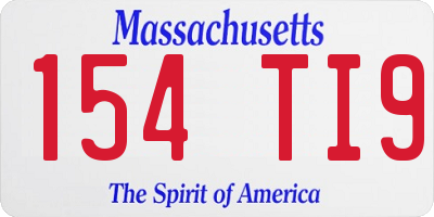 MA license plate 154TI9