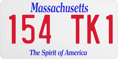 MA license plate 154TK1