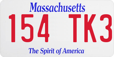 MA license plate 154TK3