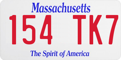 MA license plate 154TK7
