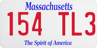 MA license plate 154TL3