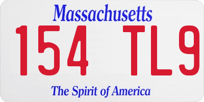 MA license plate 154TL9