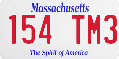 MA license plate 154TM3
