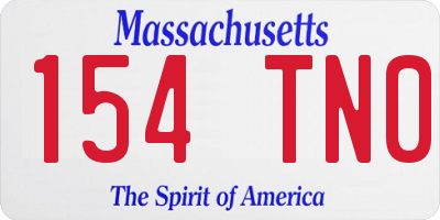 MA license plate 154TN0