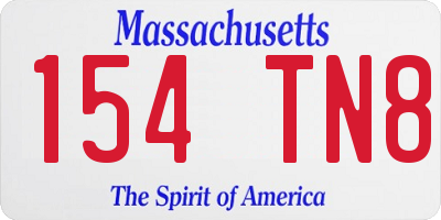 MA license plate 154TN8