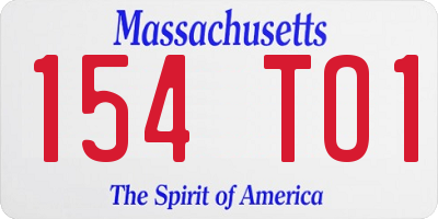 MA license plate 154TO1