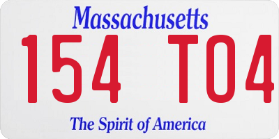 MA license plate 154TO4