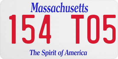 MA license plate 154TO5