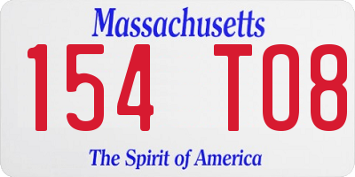 MA license plate 154TO8