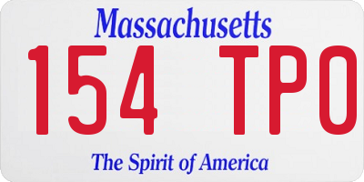 MA license plate 154TP0