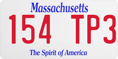 MA license plate 154TP3