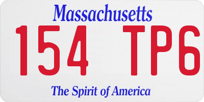 MA license plate 154TP6