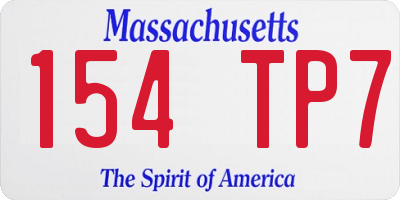MA license plate 154TP7
