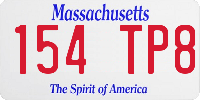 MA license plate 154TP8