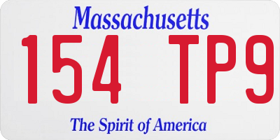 MA license plate 154TP9