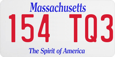 MA license plate 154TQ3