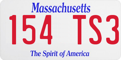 MA license plate 154TS3