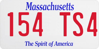 MA license plate 154TS4