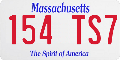 MA license plate 154TS7