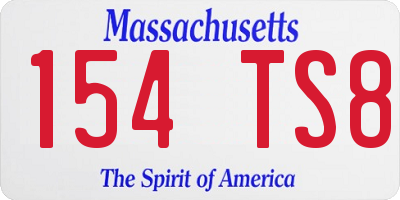 MA license plate 154TS8