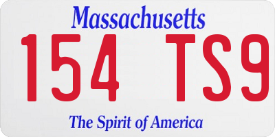 MA license plate 154TS9