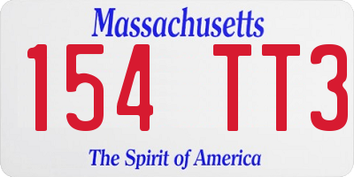 MA license plate 154TT3