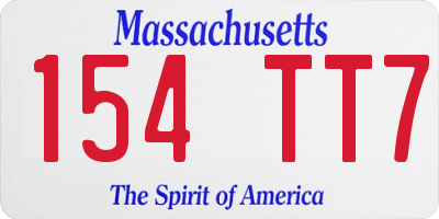 MA license plate 154TT7
