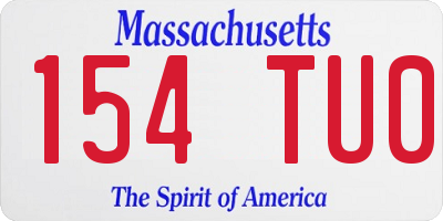 MA license plate 154TU0