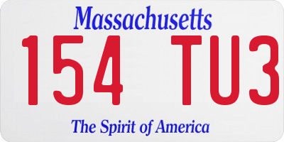 MA license plate 154TU3