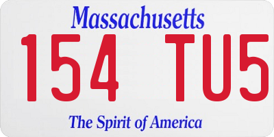 MA license plate 154TU5