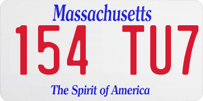 MA license plate 154TU7