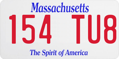 MA license plate 154TU8