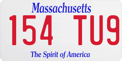 MA license plate 154TU9